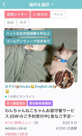 おすすめ　ペットシッター　あすかさん