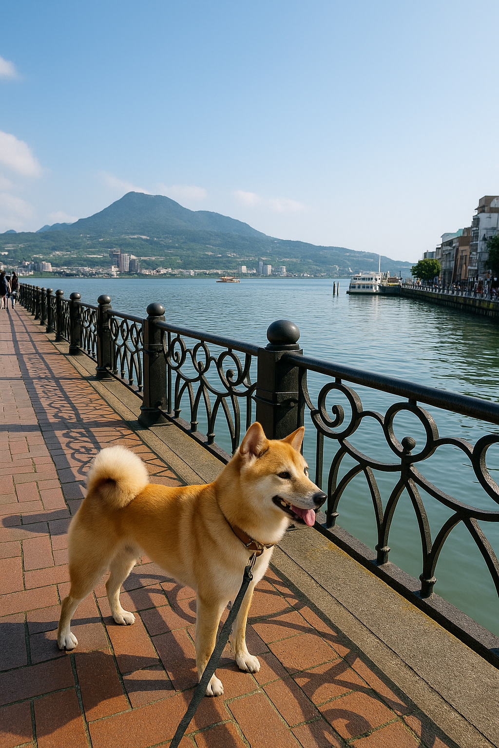 Dog walking at Tamsui pet friendly riverwalk