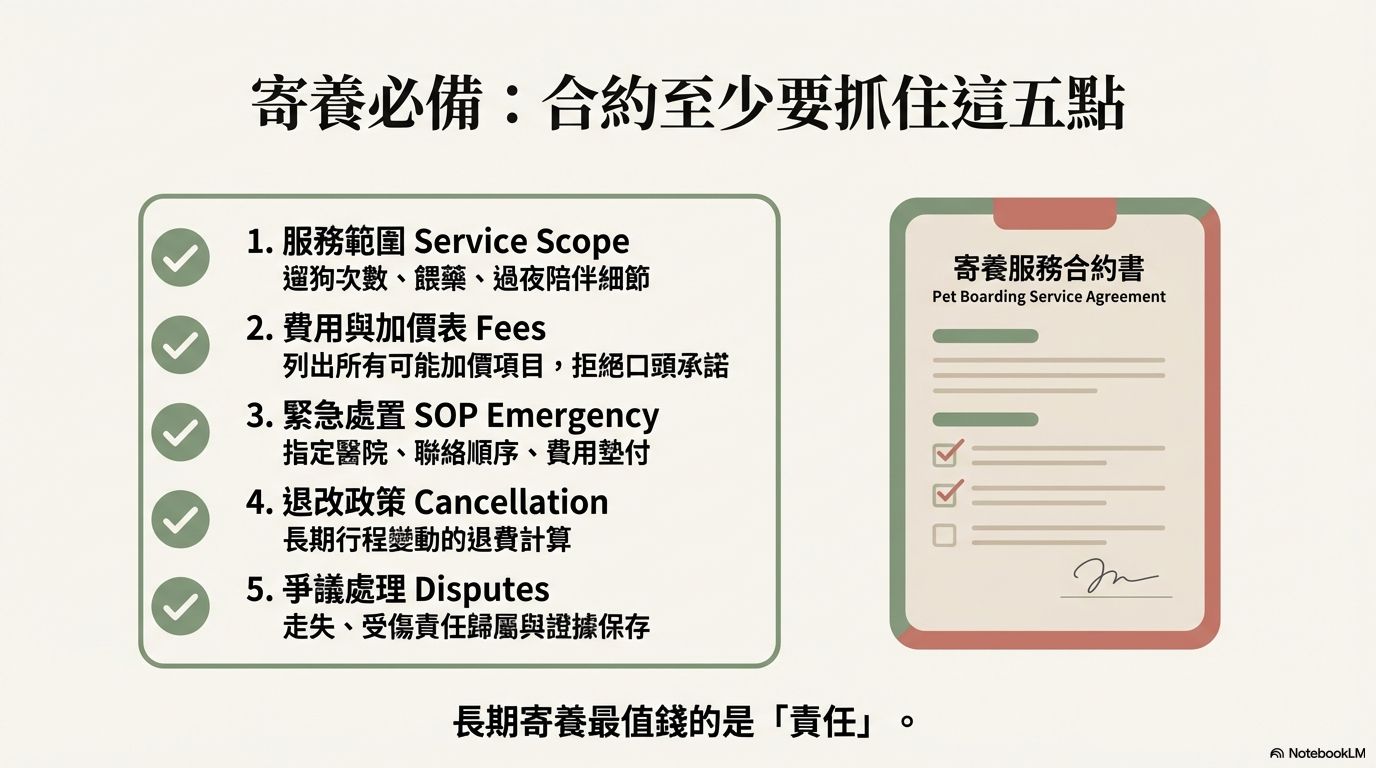 寵物長期寄養合約重點